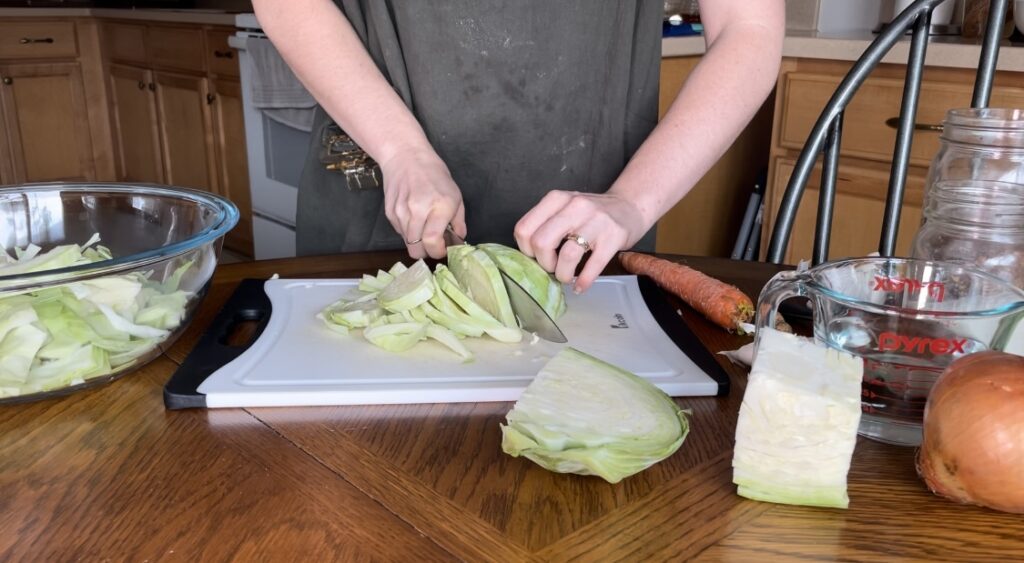 chopping a cabbage 